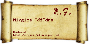 Mirgics Fédra névjegykártya